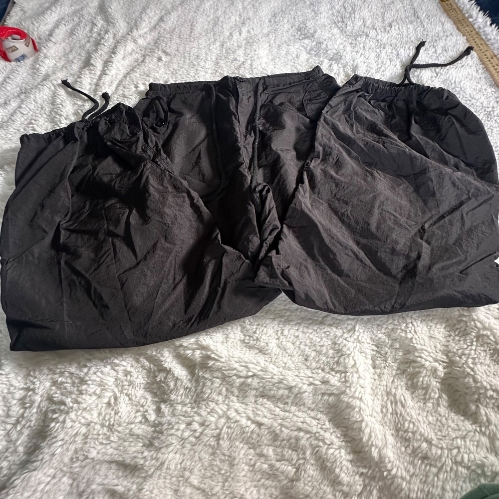 Edikted Black Parachute Pants Nylon Cargo Baggy Y2K Streetwear Size XS/S